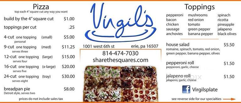 Virgil's Plate - Erie, PA menu_pic