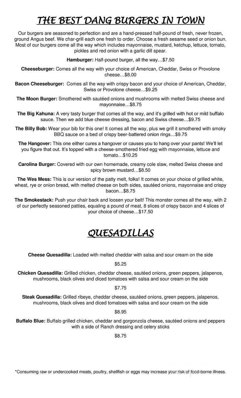 Smokey's Place - North Charleston, SC menu_pic