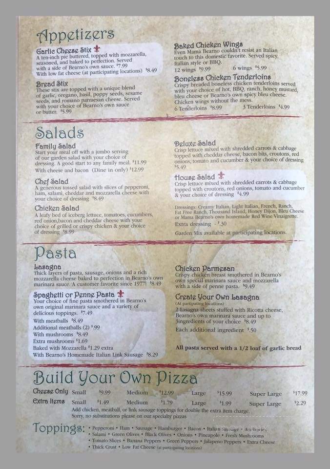 Bearno's Shepherdsville - Shepherdsville, KY menu_pic