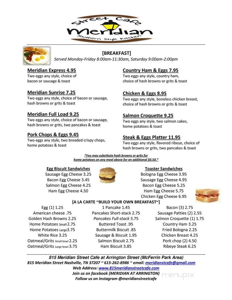 Meridian Cafe - Nashville, TN menu_pic