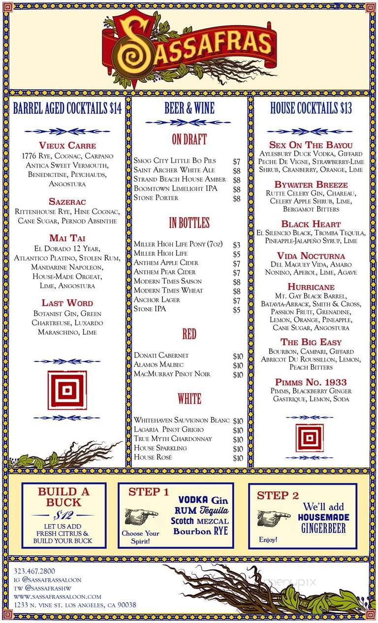 Sassafras - Los Angeles, CA menu_pic