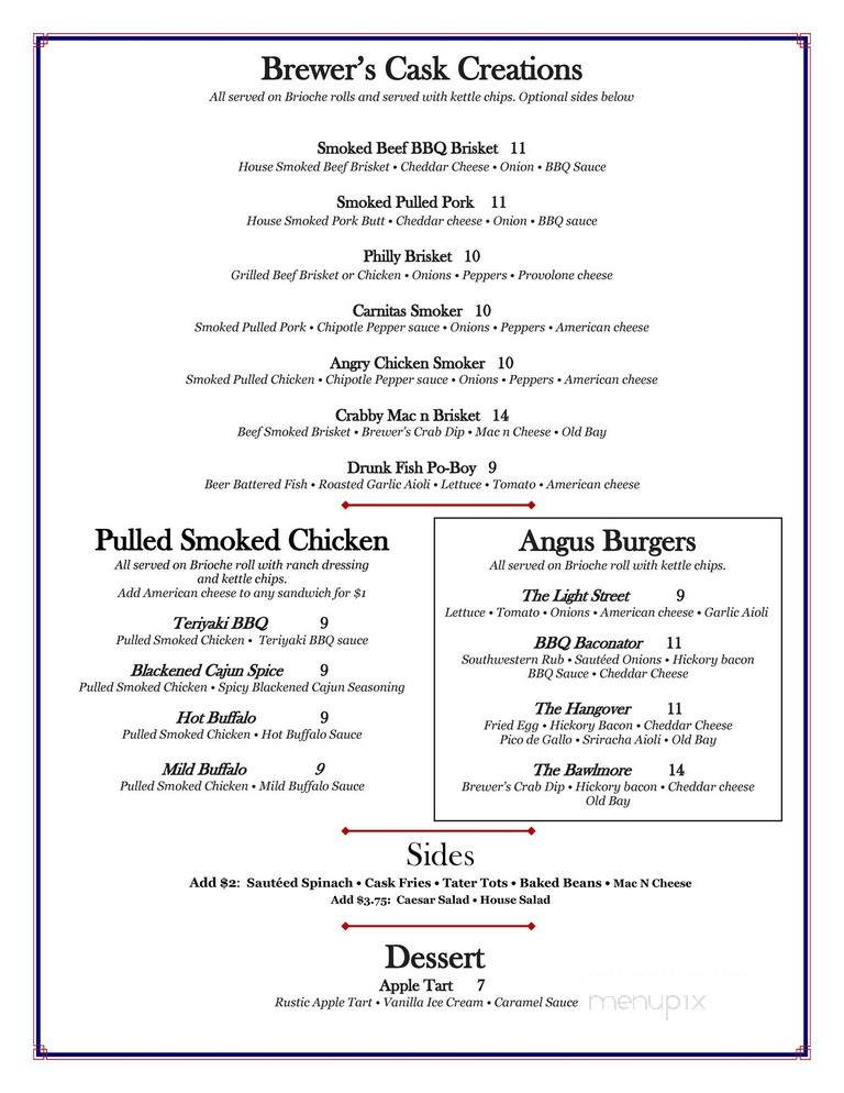 Brewers Cask - Baltimore, MD menu_pic
