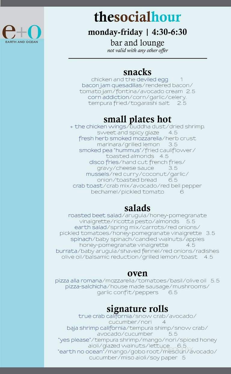 E+O Food and Drink - Mount Prospect, IL menu_pic