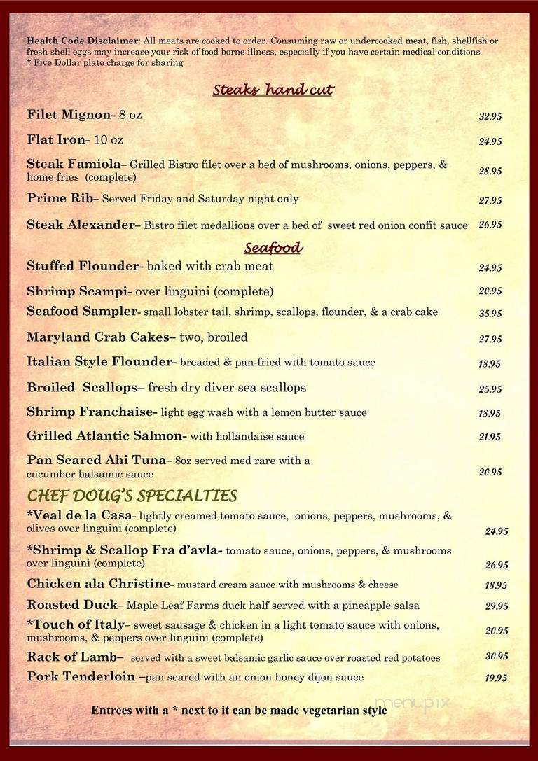 Christine's Creekside Inn - Birdsboro, PA menu_pic