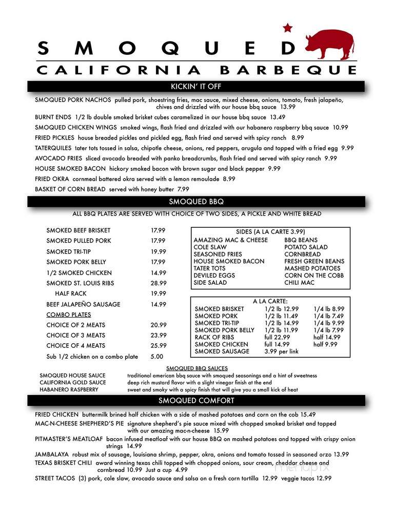Smoqued California BBQ - Orange, CA menu_pic
