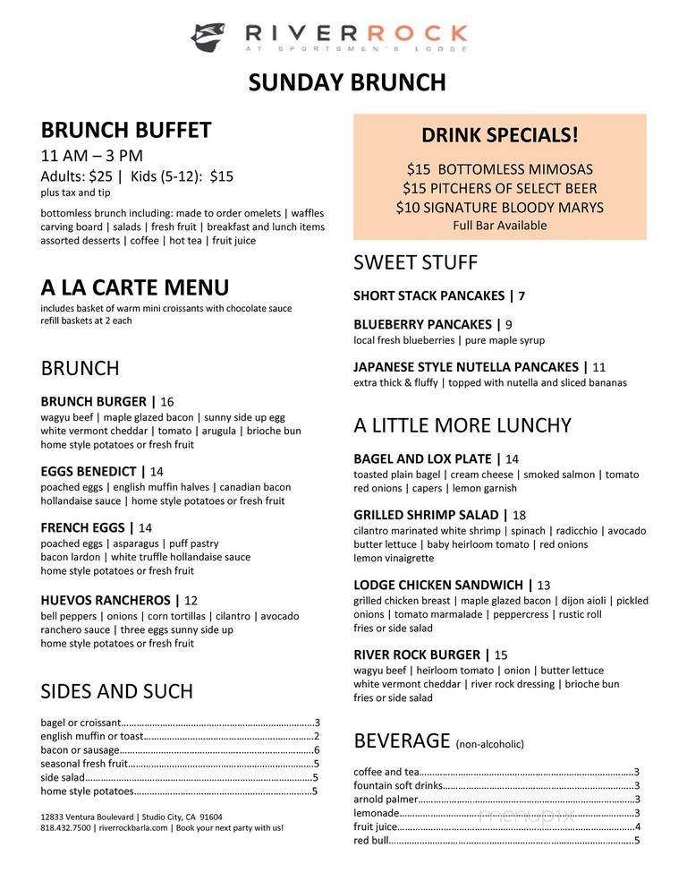 River Rock Lounge - Studio City, CA menu_pic