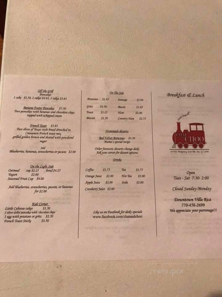 Chat Choo LLC - Villa Rica, GA menu_pic