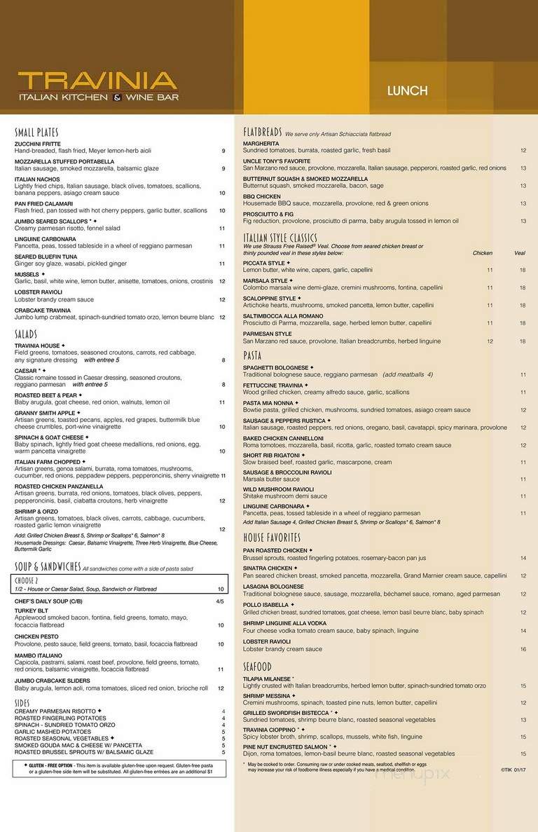 Travinia Italiian Kitchen - Morrisville, NC menu_pic