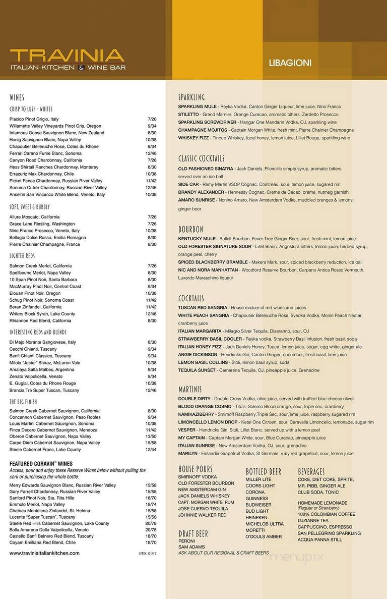 Travinia Italiian Kitchen - Morrisville, NC menu_pic