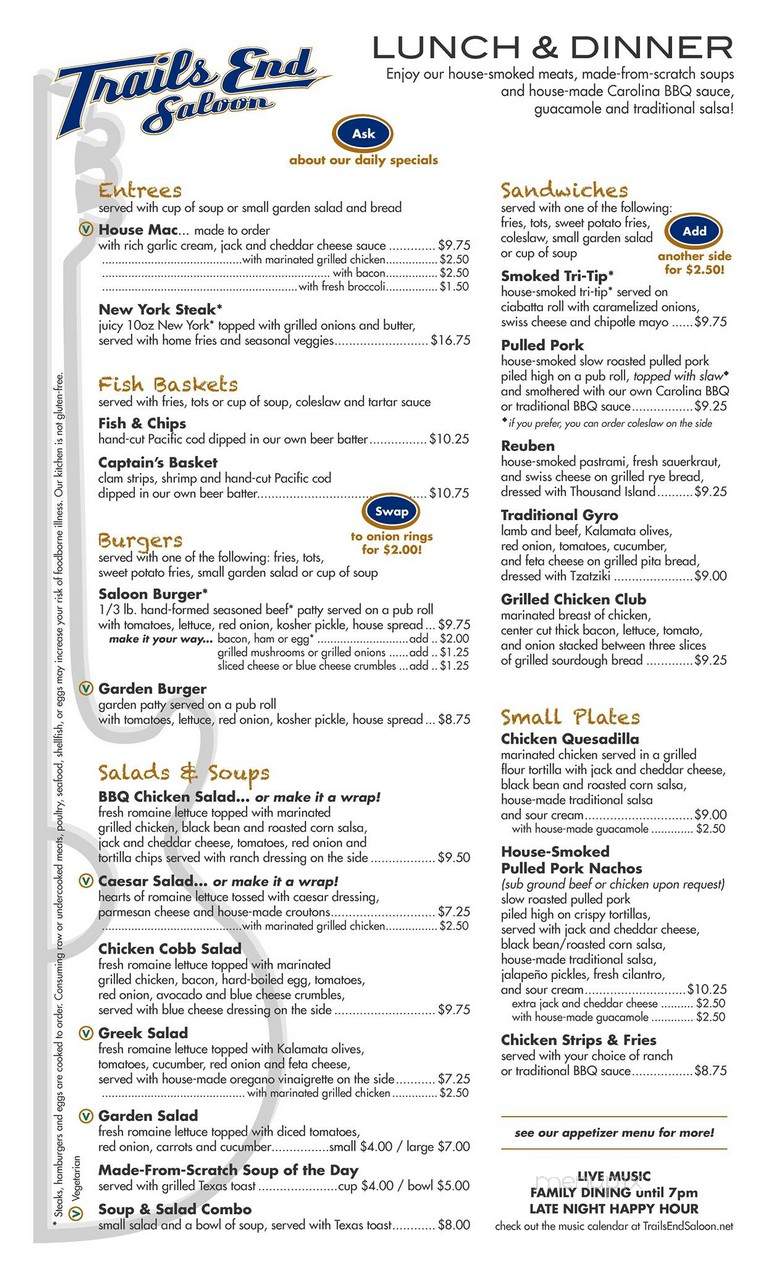 Trails End Saloon - Oregon City, OR menu_pic