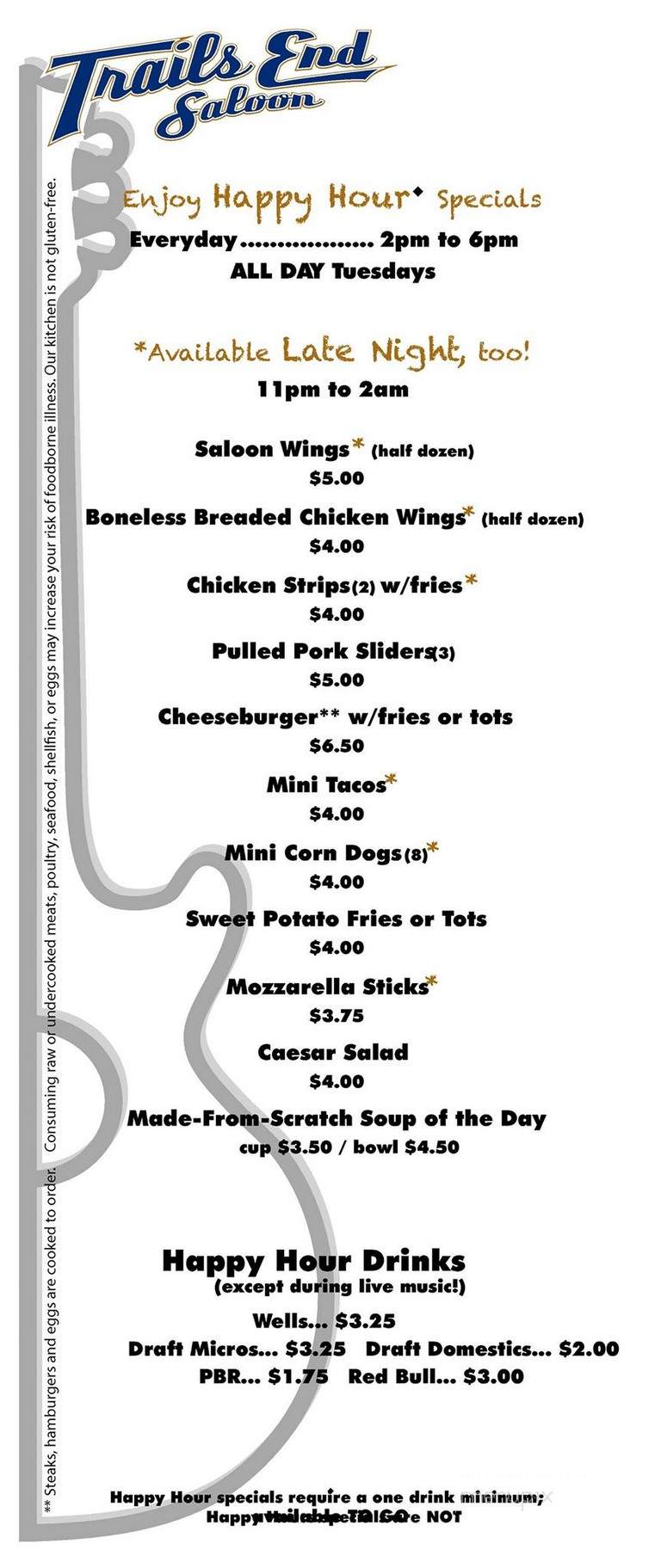 Trails End Saloon - Oregon City, OR menu_pic