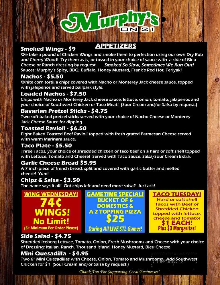 Murphy's On 21 - Saint Louis, MO menu_pic