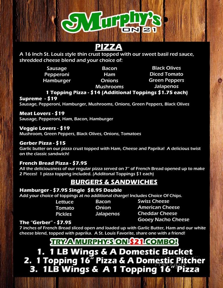 Murphy's On 21 - Saint Louis, MO menu_pic