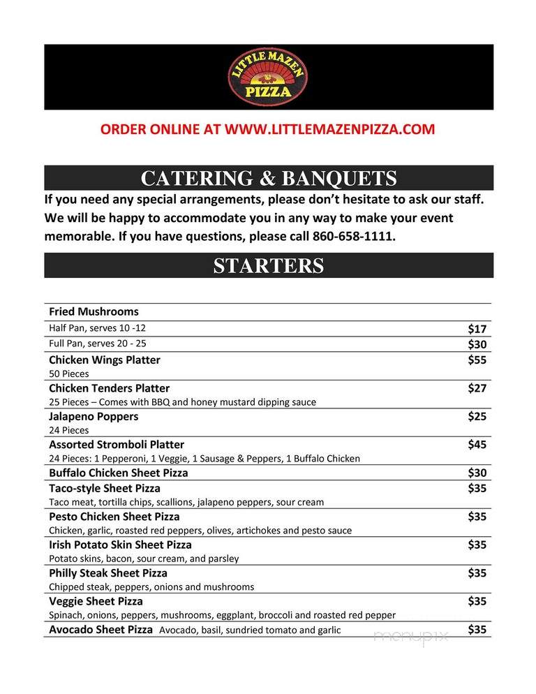 Little Mazen Pizza - Simsbury, CT menu_pic