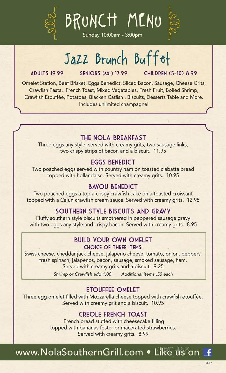 NOLA Southern Grill - Slidell, LA menu_pic