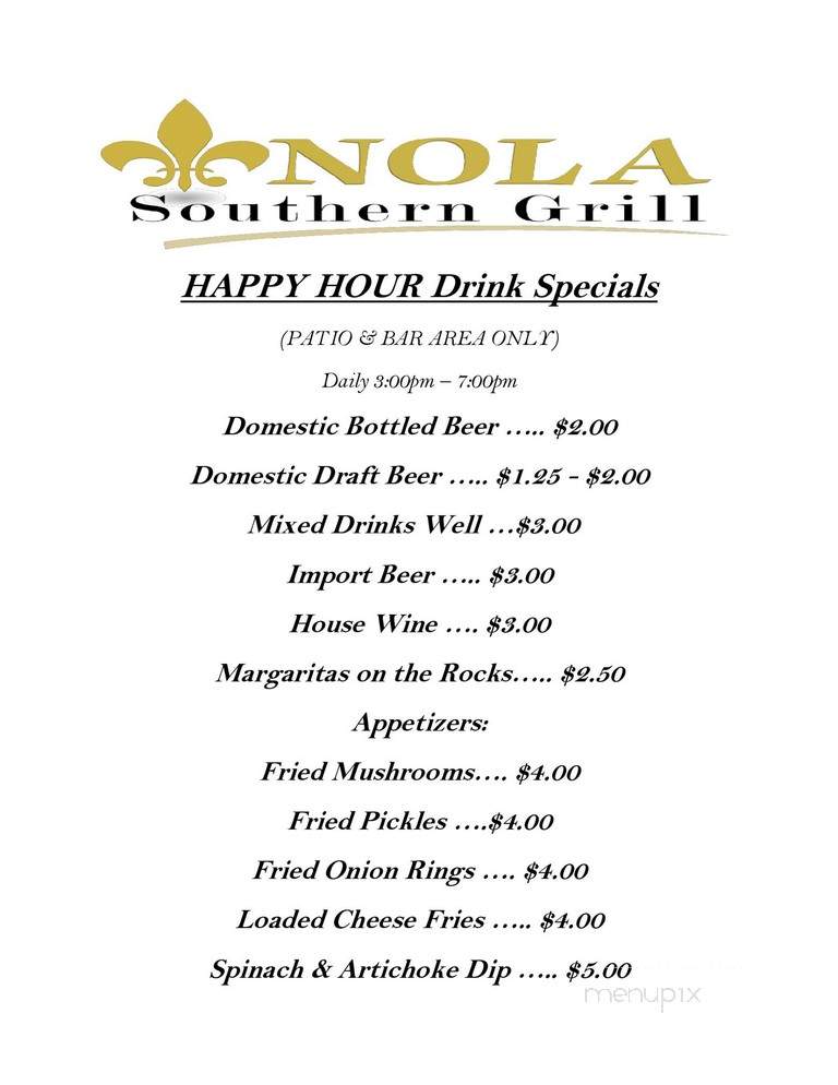 NOLA Southern Grill - Slidell, LA menu_pic