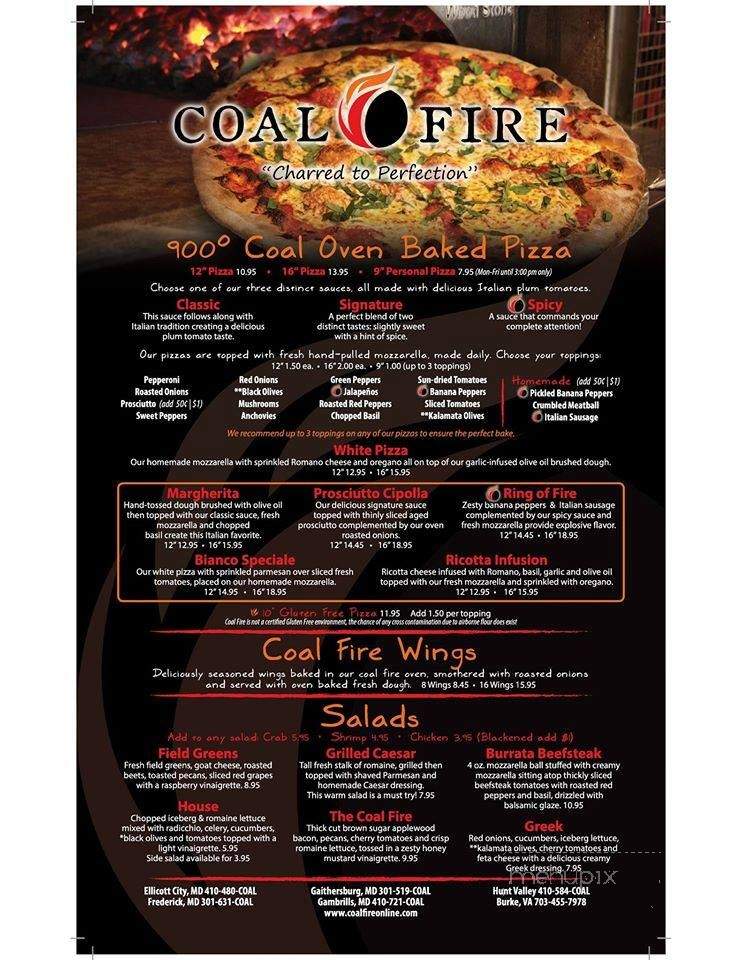 Coal Fire - Gambrills, MD menu_pic
