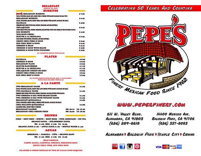 Pepe's Restaurant - Baldwin Park, CA menu_pic