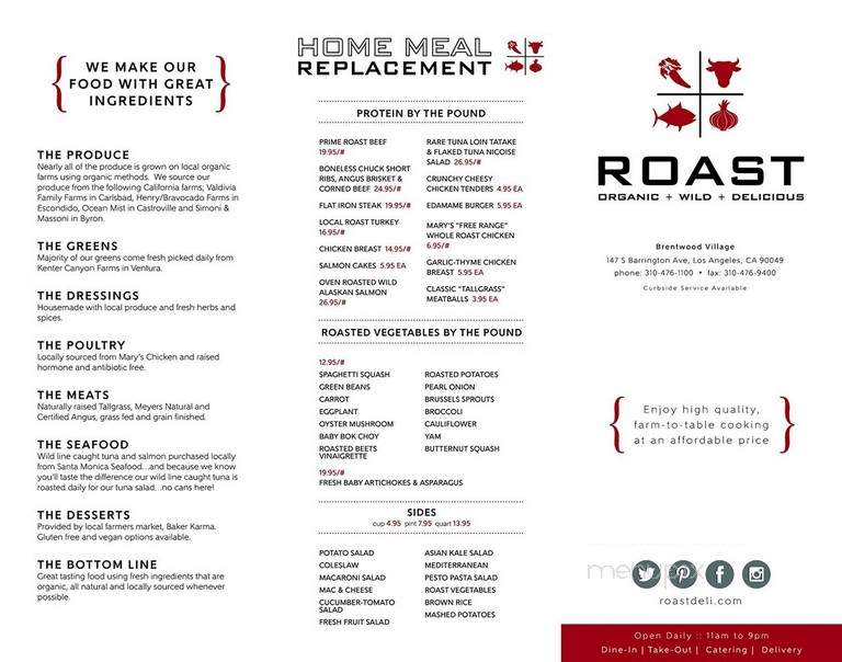 Roast Deli Market - Los Angeles, CA menu_pic