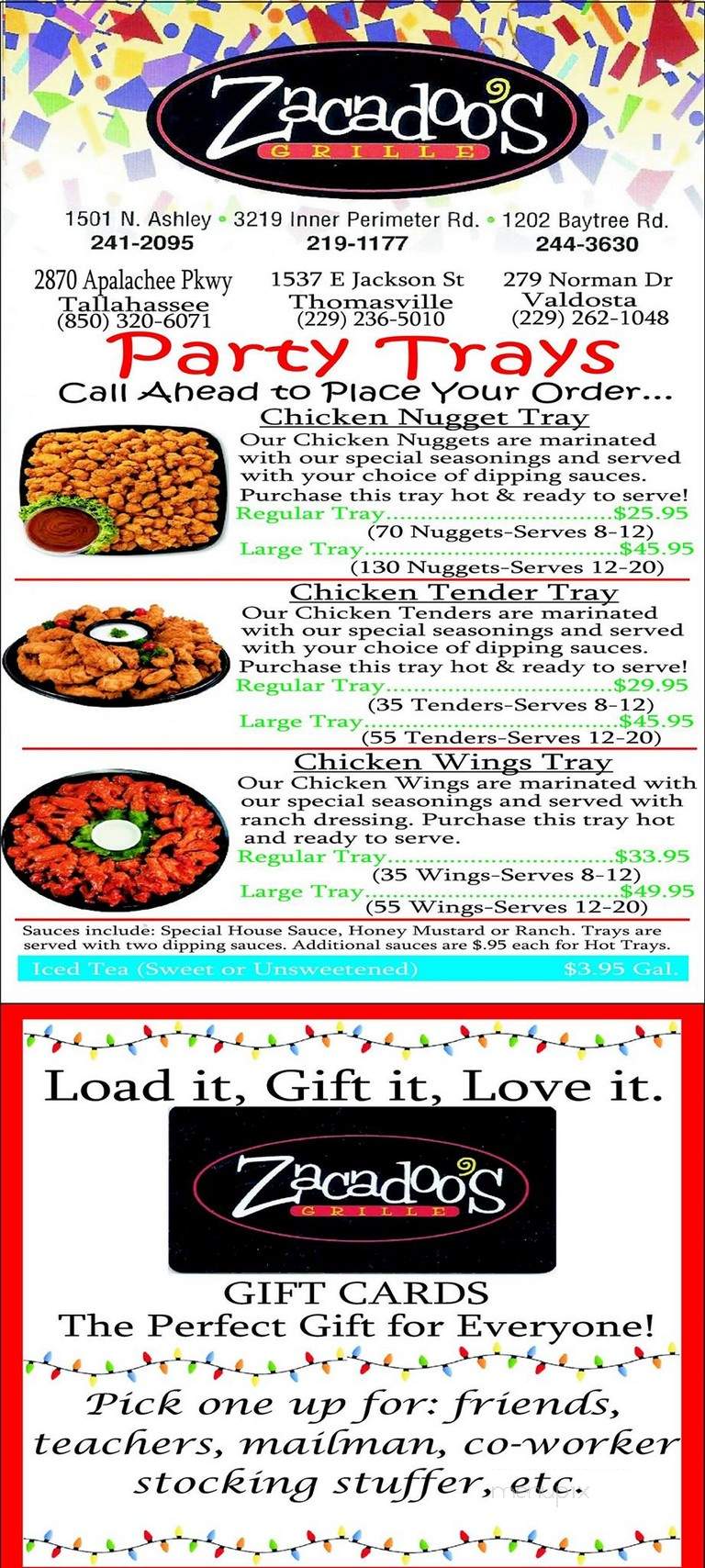 Zacadoo's - Valdosta, GA menu_pic