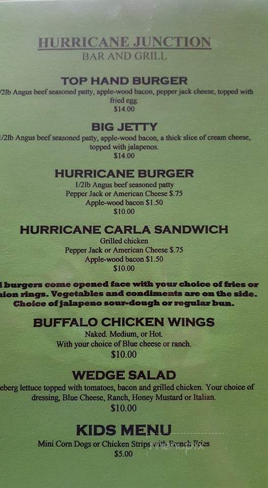 Hurricane Junction - Port O'Connor, TX menu_pic