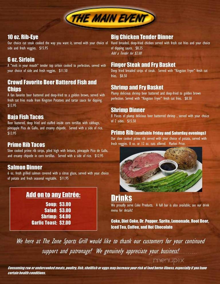 The Zone - Idaho Falls, ID menu_pic