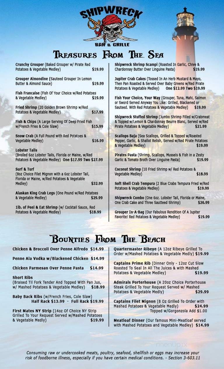 Shipwreck Bar & Grille - Jupiter, FL menu_pic