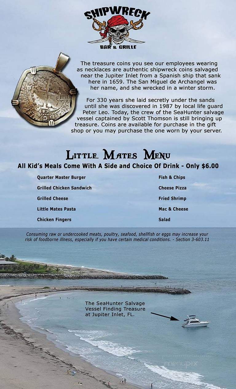 Shipwreck Bar & Grille - Jupiter, FL menu_pic