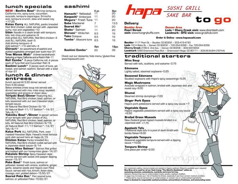 Hapa Sushi - Denver, CO menu_pic