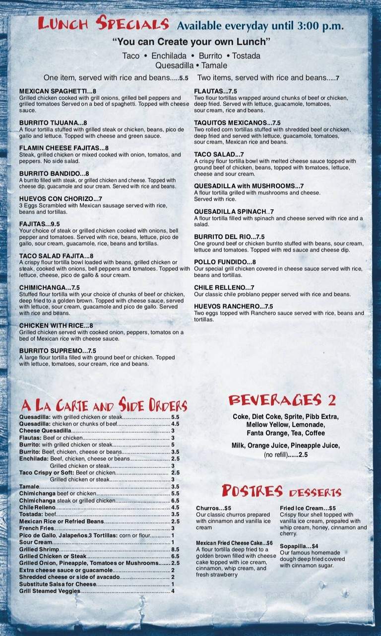 Baja California Grill - Jacksonville, AL menu_pic