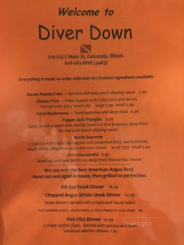 The Diver Down - Golconda, IL menu_pic