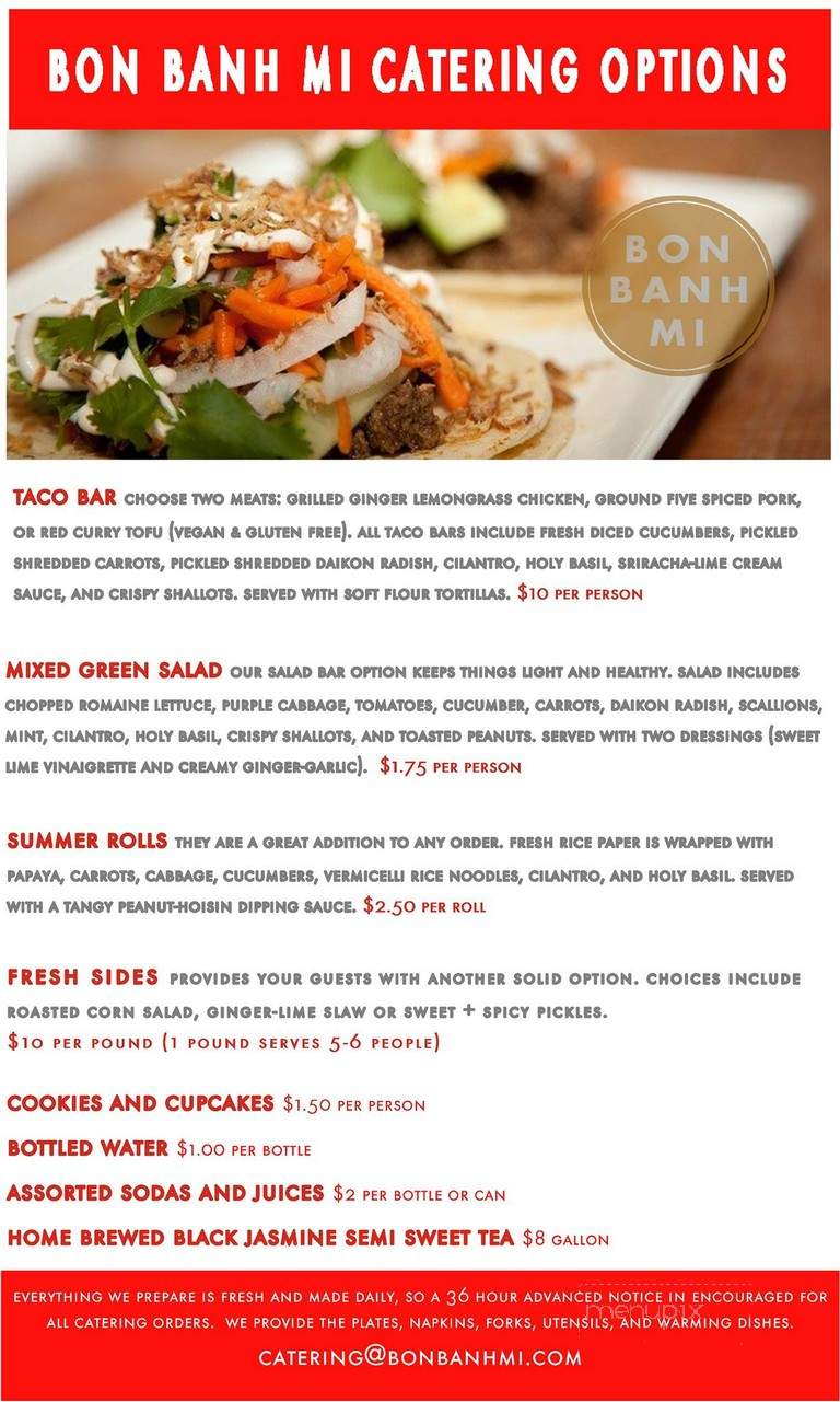Bon Banh Mi - Charleston, SC menu_pic