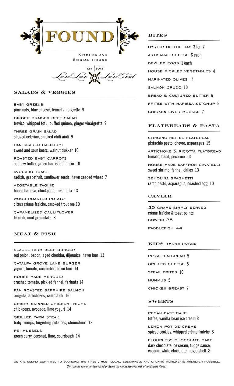 Found Restaurant and Social House - Evanston, IL menu_pic