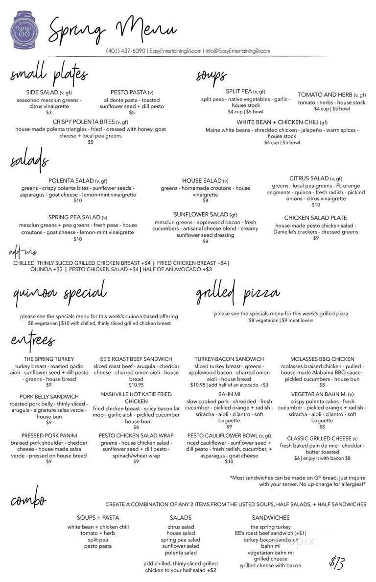 Cafe at Easy Entertaining - Providence, RI menu_pic