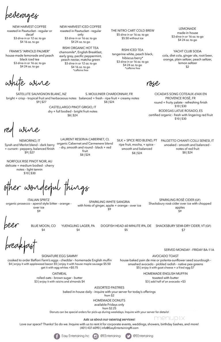 Cafe at Easy Entertaining - Providence, RI menu_pic