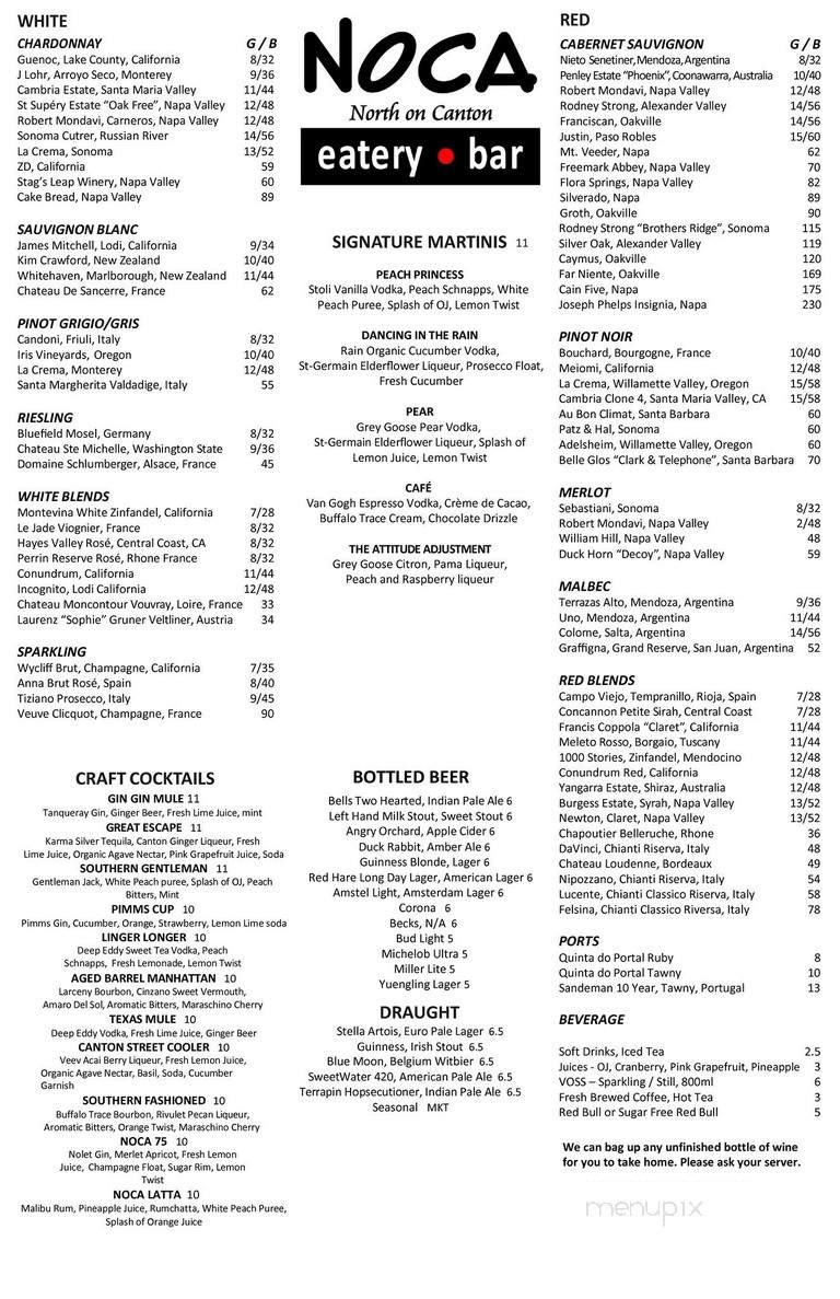 Noca Restaurant and Bar - Alpharetta, GA menu_pic