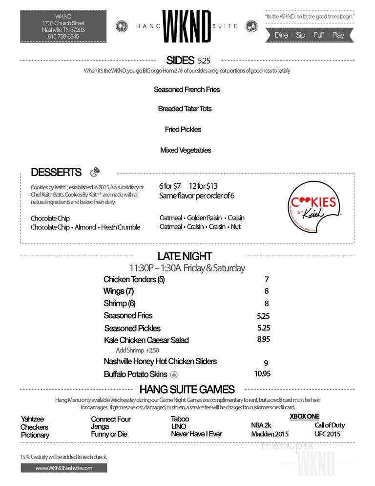 WKND Lounge - Nashville, TN menu_pic