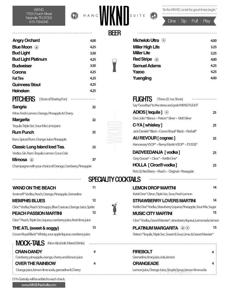 WKND Lounge - Nashville, TN menu_pic