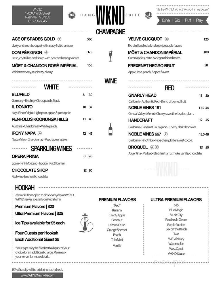 WKND Lounge - Nashville, TN menu_pic