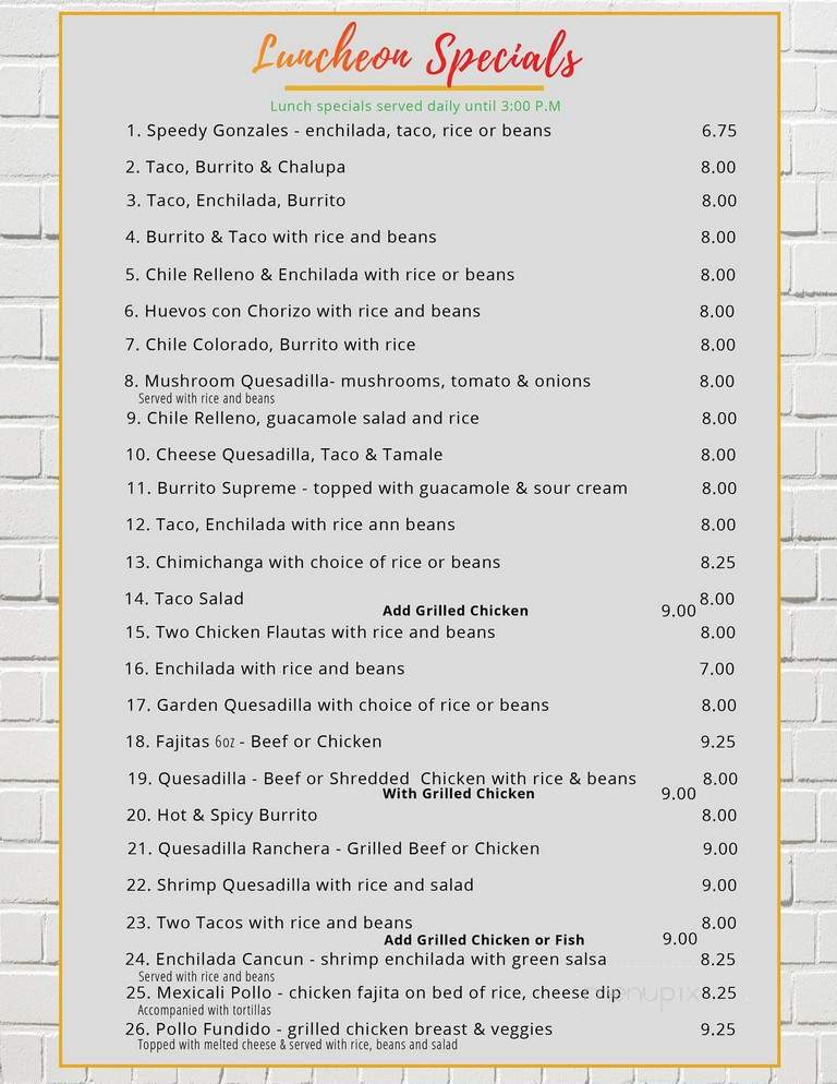 Mexicali Grill - Brentwood, TN menu_pic