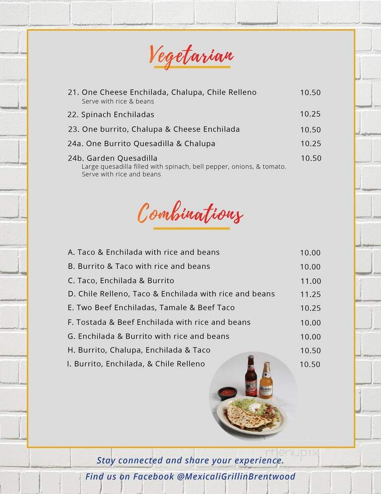 Mexicali Grill - Brentwood, TN menu_pic
