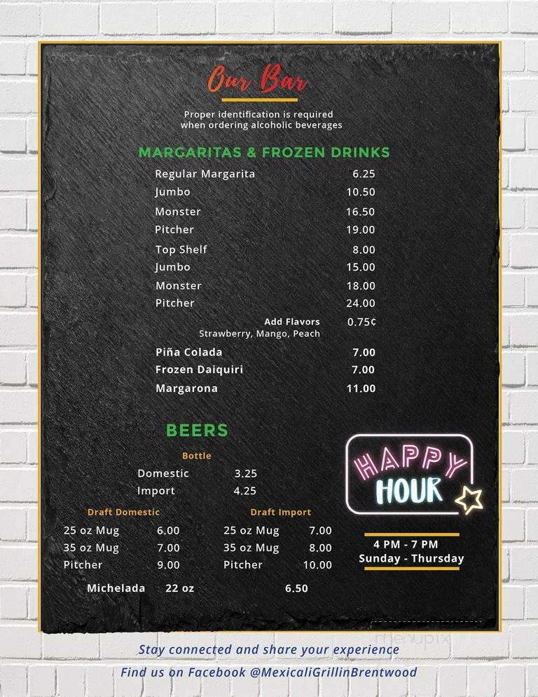 Mexicali Grill - Brentwood, TN menu_pic