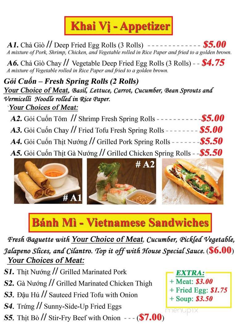 Pho Vina - Woodinville, WA menu_pic