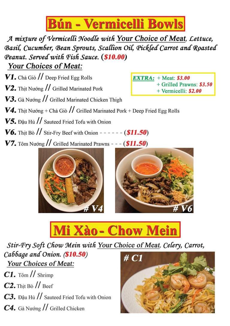 Pho Vina - Woodinville, WA menu_pic