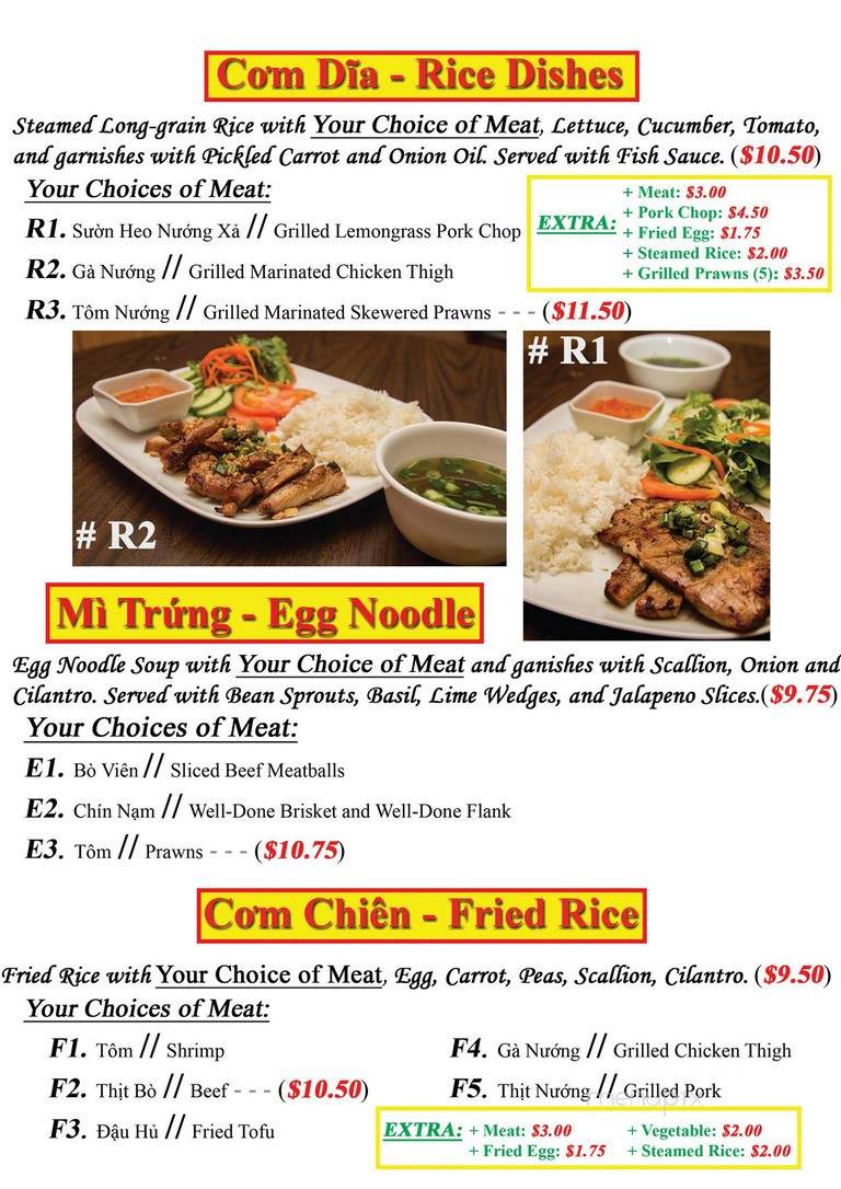 Pho Vina - Woodinville, WA menu_pic