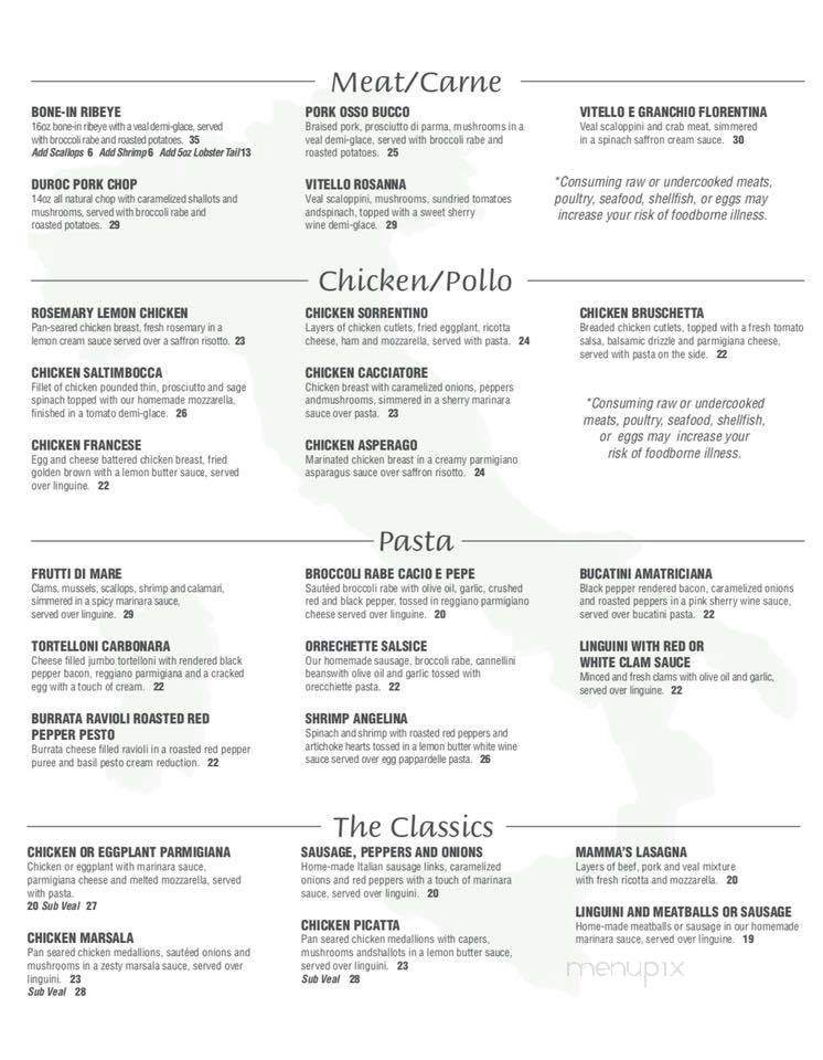 Cafe Calabria - Albany, NY menu_pic