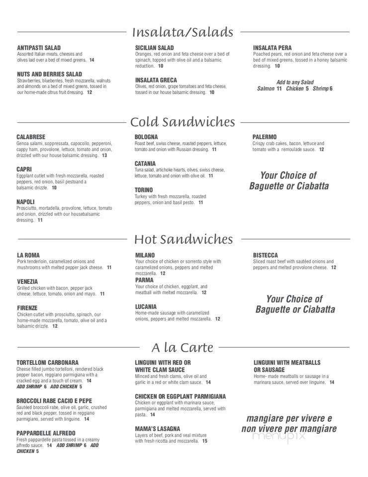 Cafe Calabria - Albany, NY menu_pic
