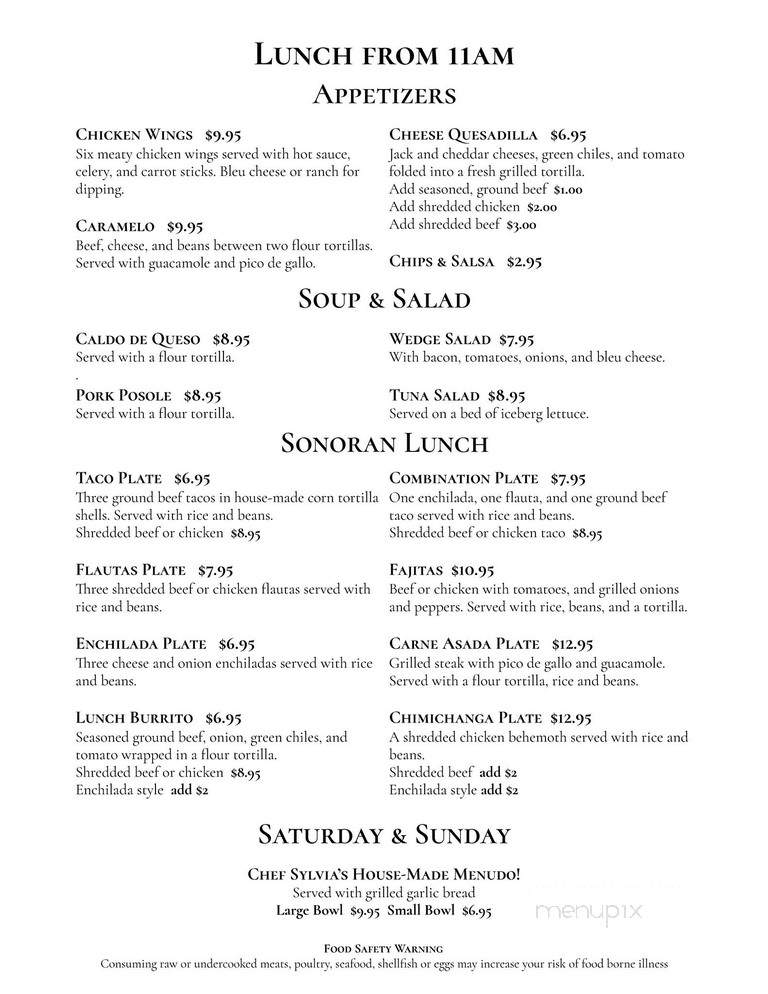 Turquoise Valley - Bisbee, AZ menu_pic
