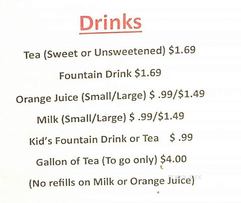 Swanesea Valley Cafe - Swansea, SC menu_pic