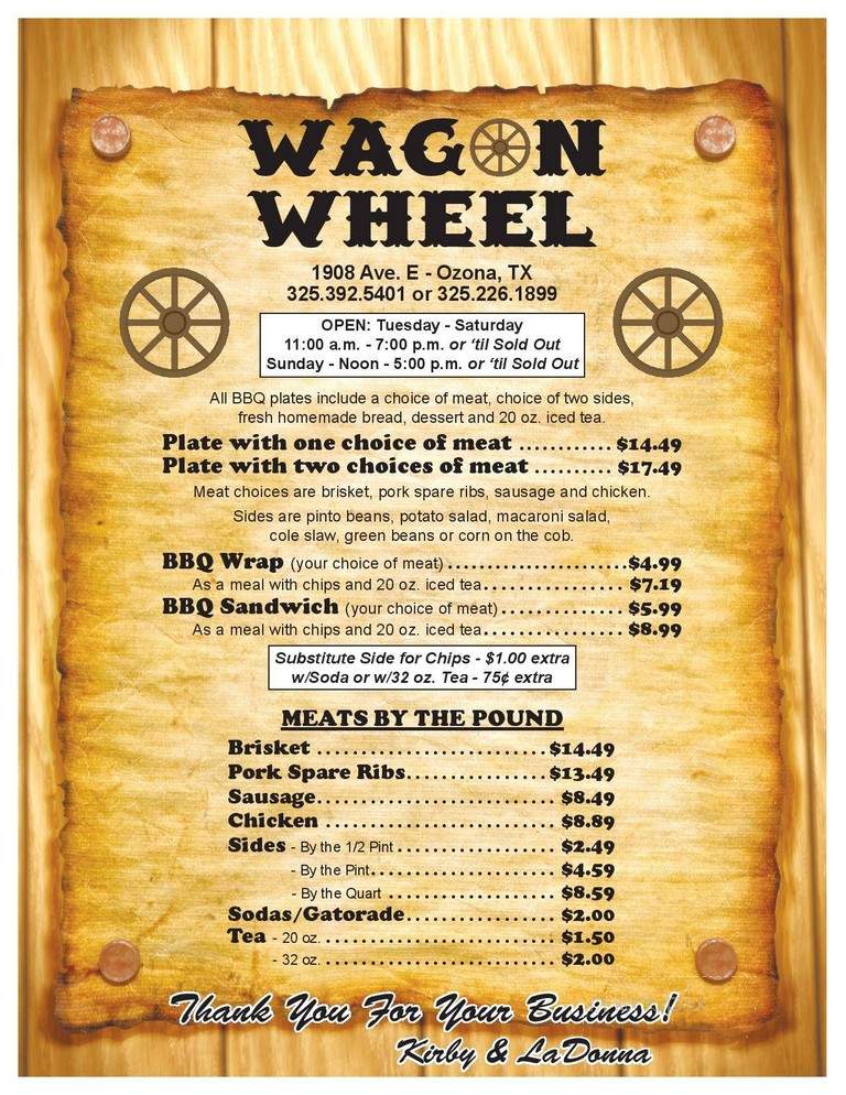 Wagon Wheel BBQ - Ozona, TX